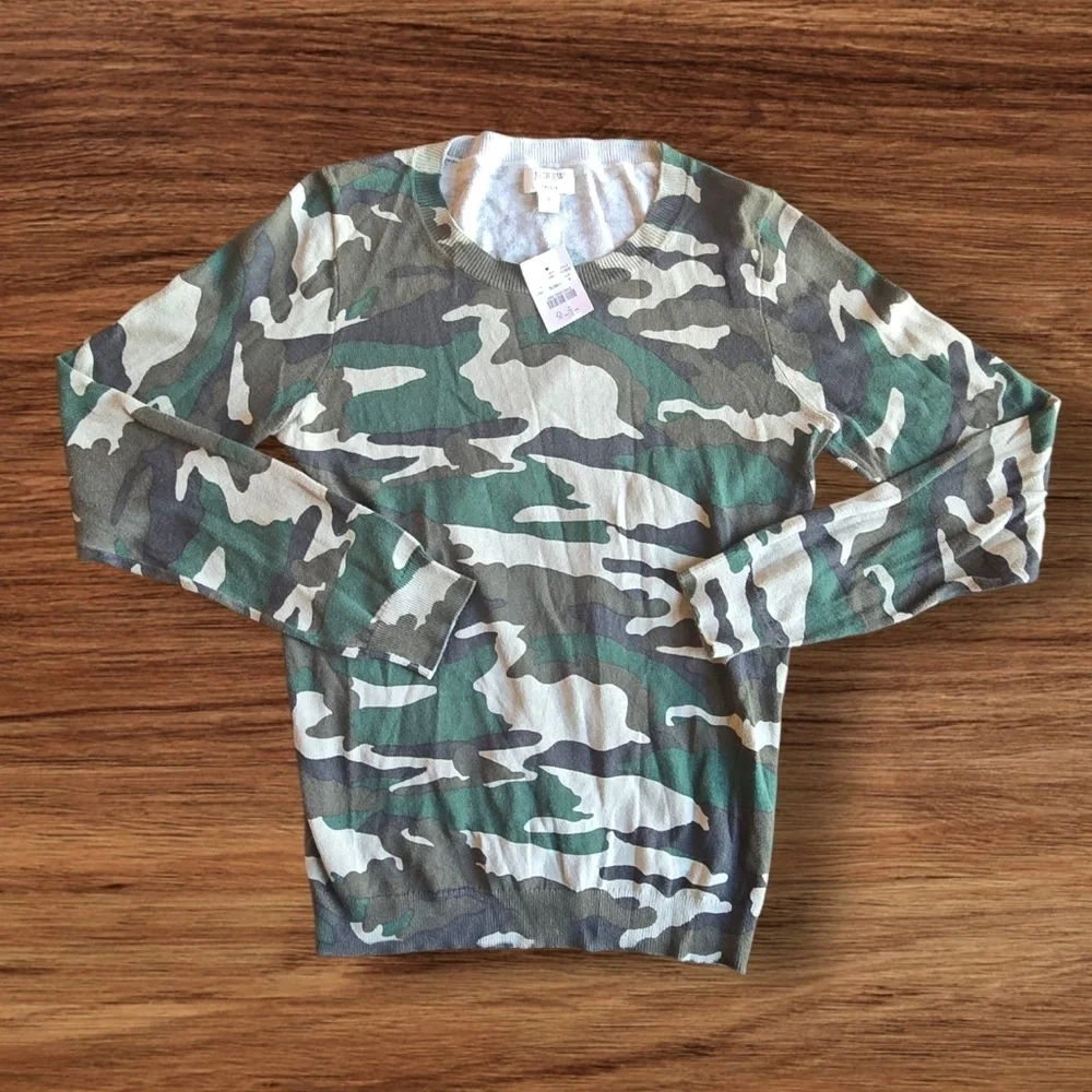 J. Crew Mercantile Camo Crewneck Sweater